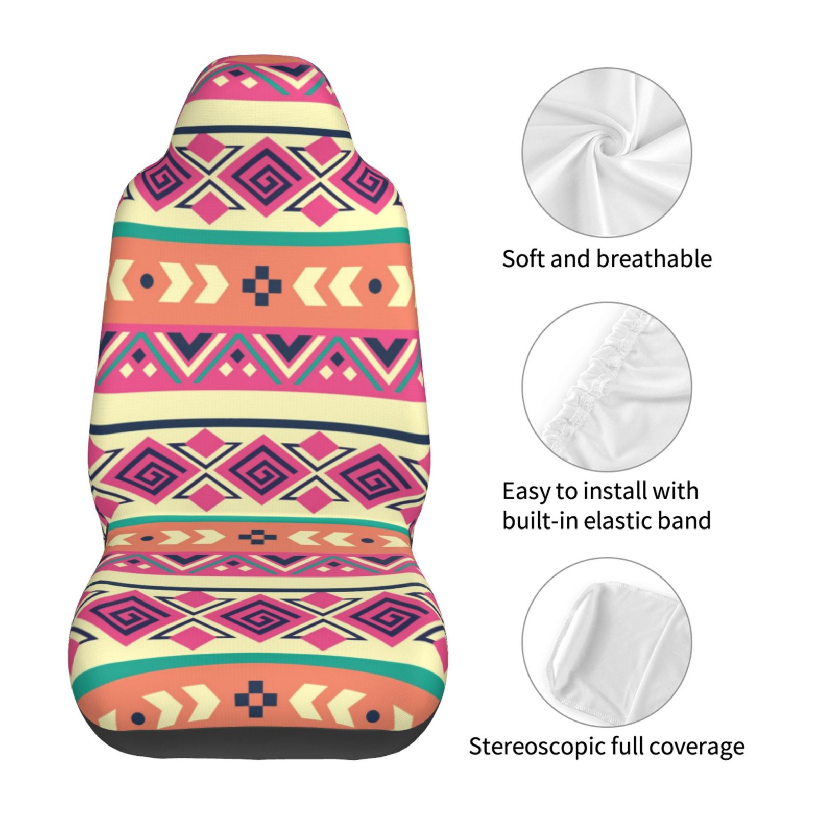 TEQUAN Front Seat Covers， Vintage Southwestern Native Bohemian Pattern 2 Piece Car Seat Cover Fit Most Car SUV Truck Van