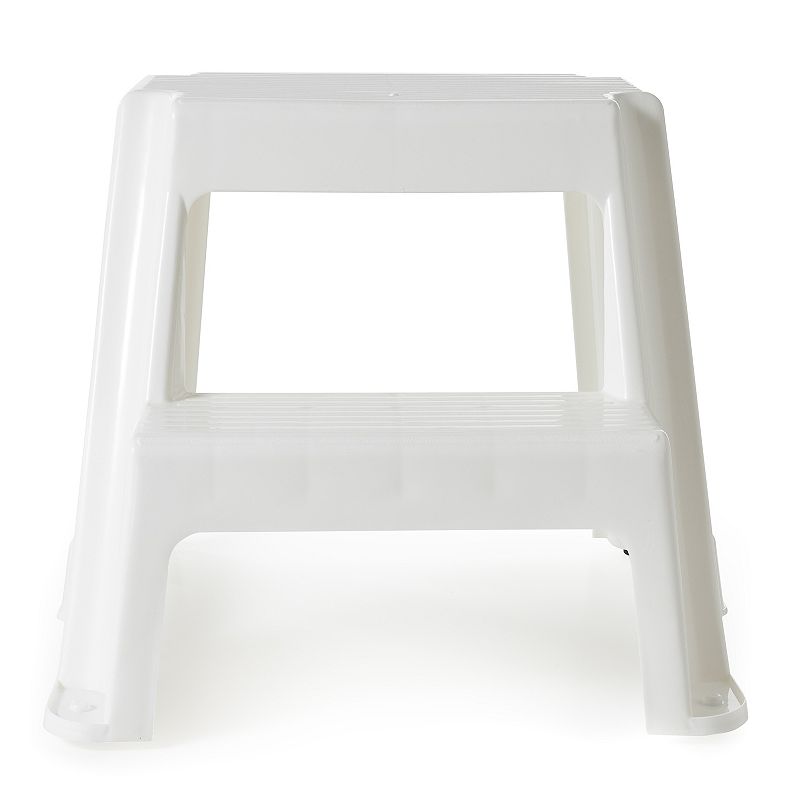 Gracious Living 18.75-Inch Sturdy Non Slip Plastic 2-Level Step Stool， White