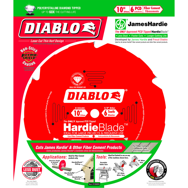 Diablo HardieBlade 10 in. D X 5/8 in. Polycrystalline Diamond Tipped Fiber Cement Blade 6 teeth 1 pc