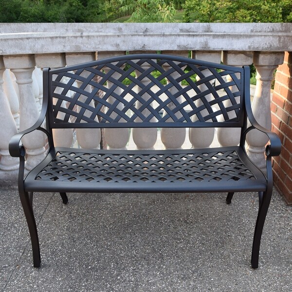 Outdoor Aluminum Modern Black Bronze Grey White Patio Bench Loveseat