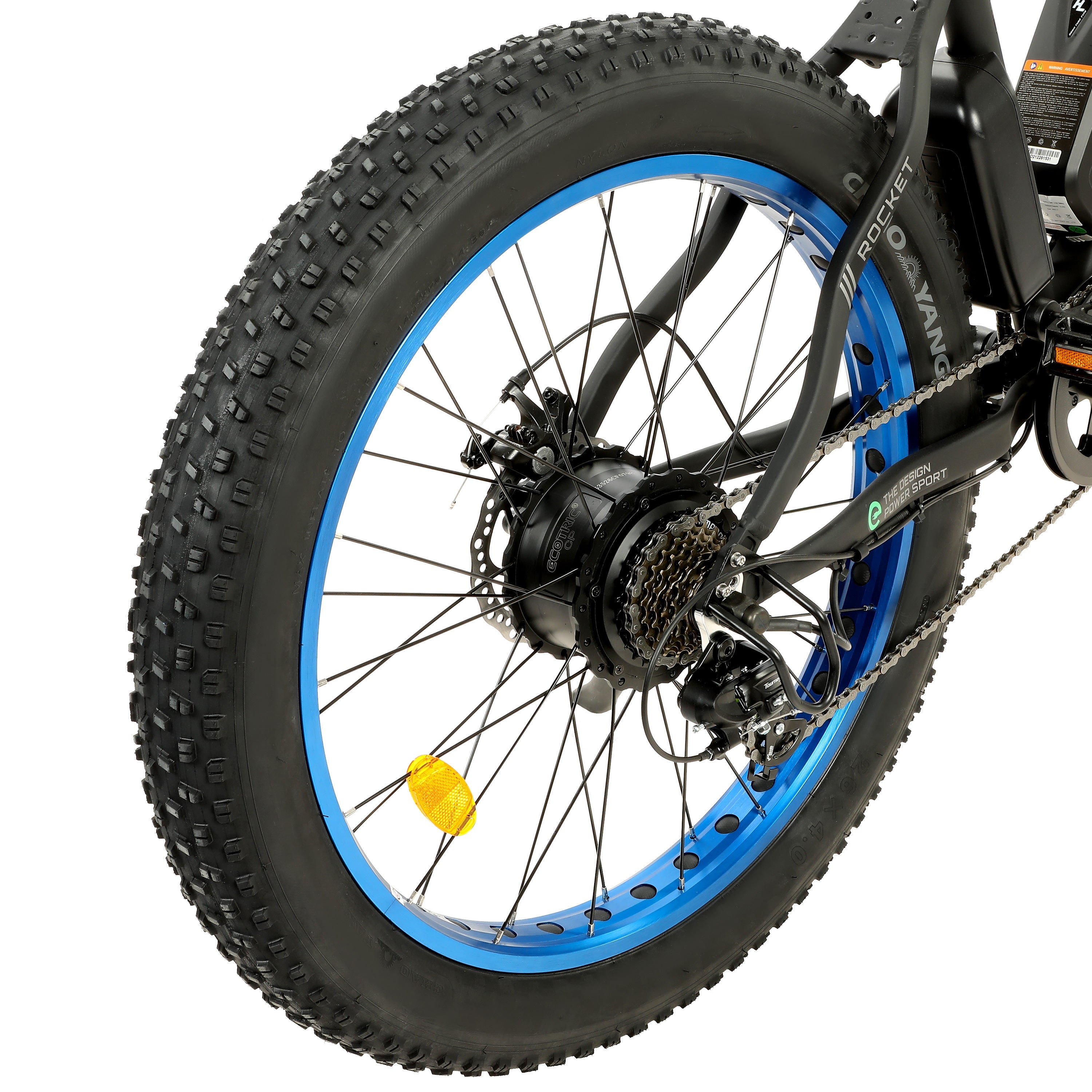 Ecotric Rocket All Terrain Fat Tire Electric Bike w/ 500W Brushless Motor For Long Lifespan, Adjustable Fork Suspension For Smooth and Comfort - Leisure, Commute, Trail Riders