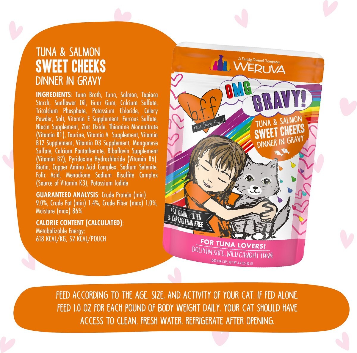 BFF Tuna and Salmon Sweet Cheeks Dinner in Gravy Wet Cat Food Pouches