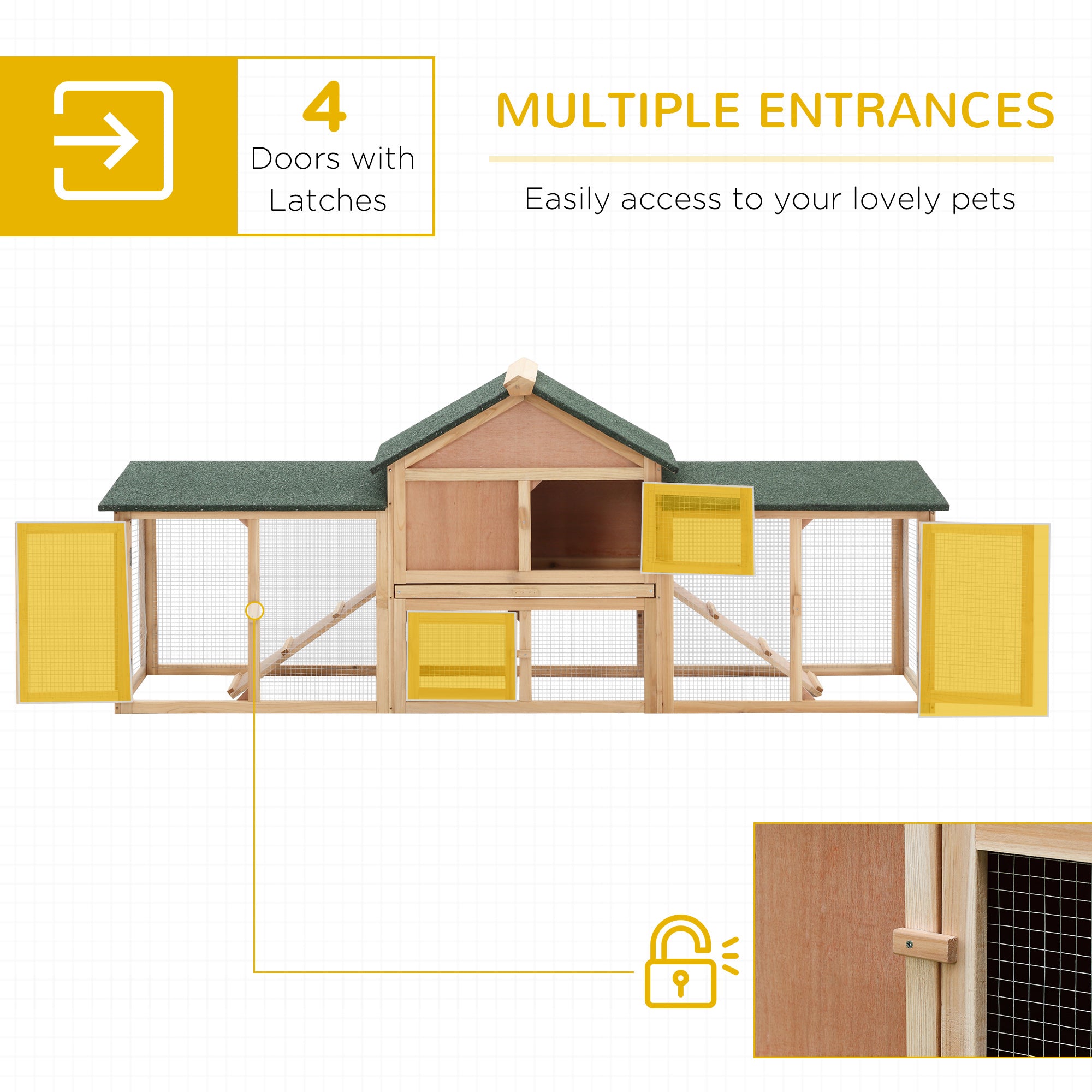 Pawhut Rabbit Hutch with Run Area Ladder Removable Tray， 83