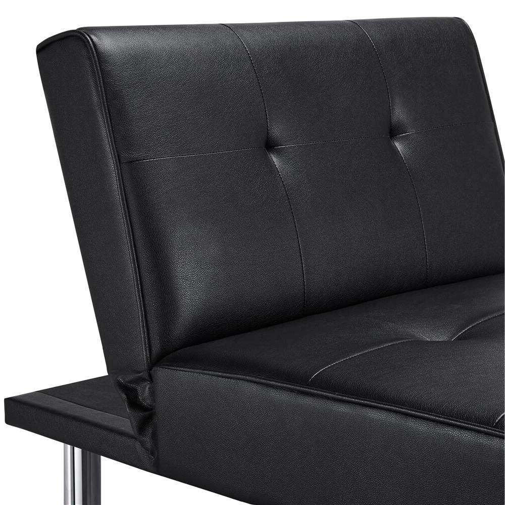 Modern Faux Leather Chaise Lounge Recliner Sleeper Sofa   66\