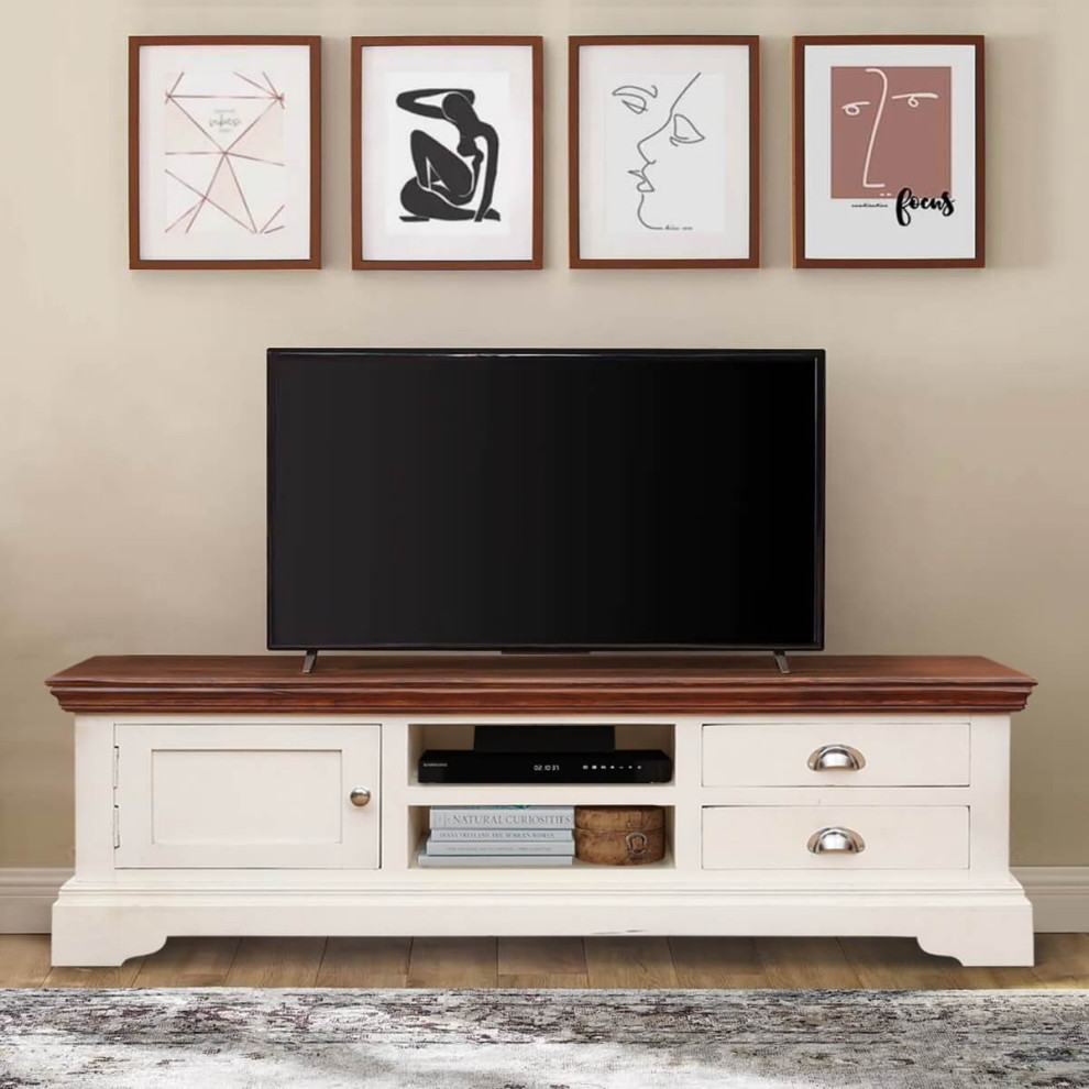 Shippensburg Rustic 2 Tone Solid Wood 2 Drawer Media Cabinet   Traditional   Entertainment Centers And Tv Stands   by Sierra Living Concepts Inc  Houzz