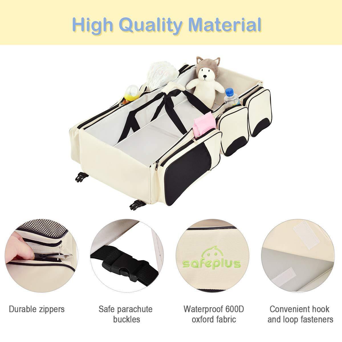 3 in 1 Portable Baby Travel Bag with 3 Storage Pockets