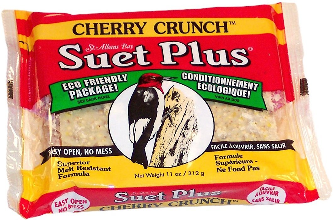 St. Albans Bay Suet Plus Cherry Crunch Suet Wild Bird Food， case of 12