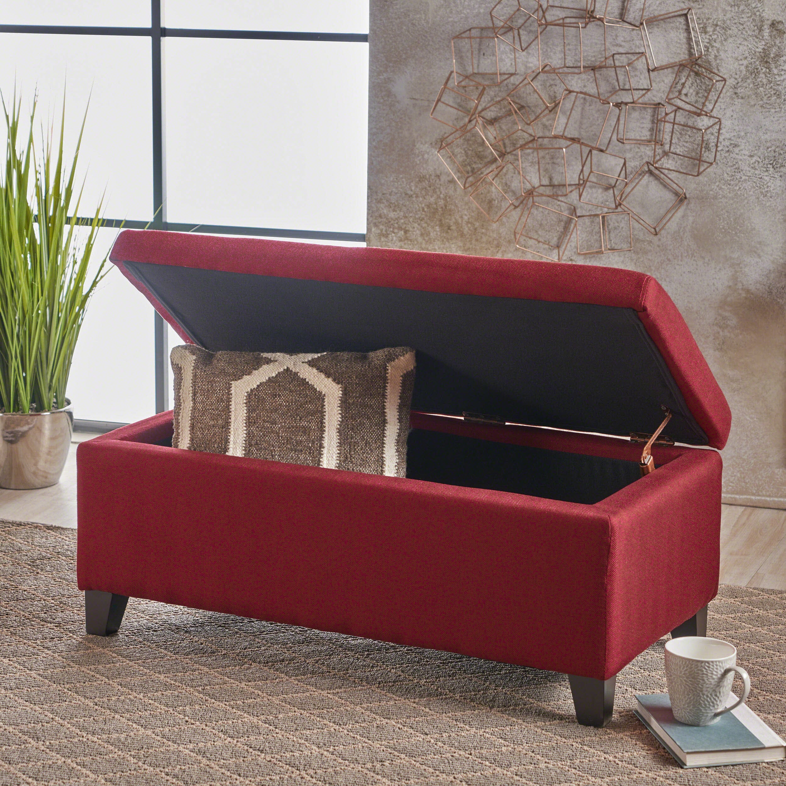 Brianna Rectangle Fabric Storage Ottoman Bench