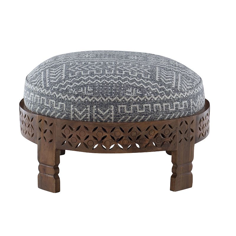 Linon Geometric Round Ottoman