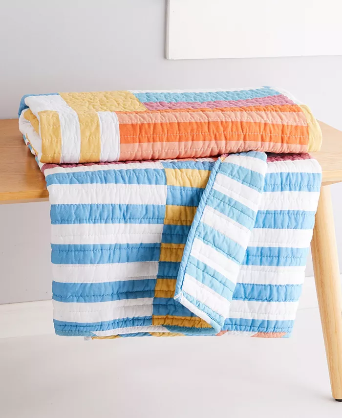 Levtex Sol Stripe Reversible Quilted Throw， 50 x 60