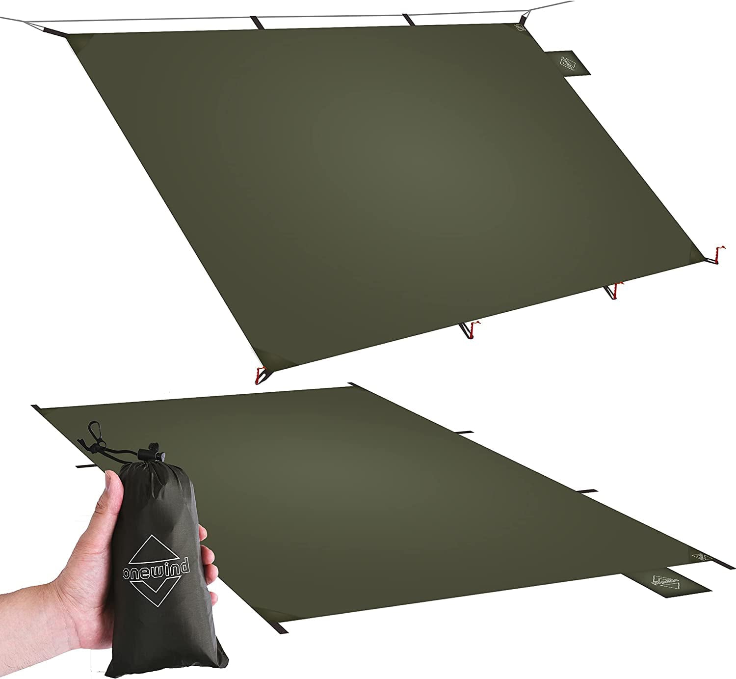 onewind Ultralight Silnylon Camping Shelter Ground Mat Tent Footprint OD Green, 98"x 55"