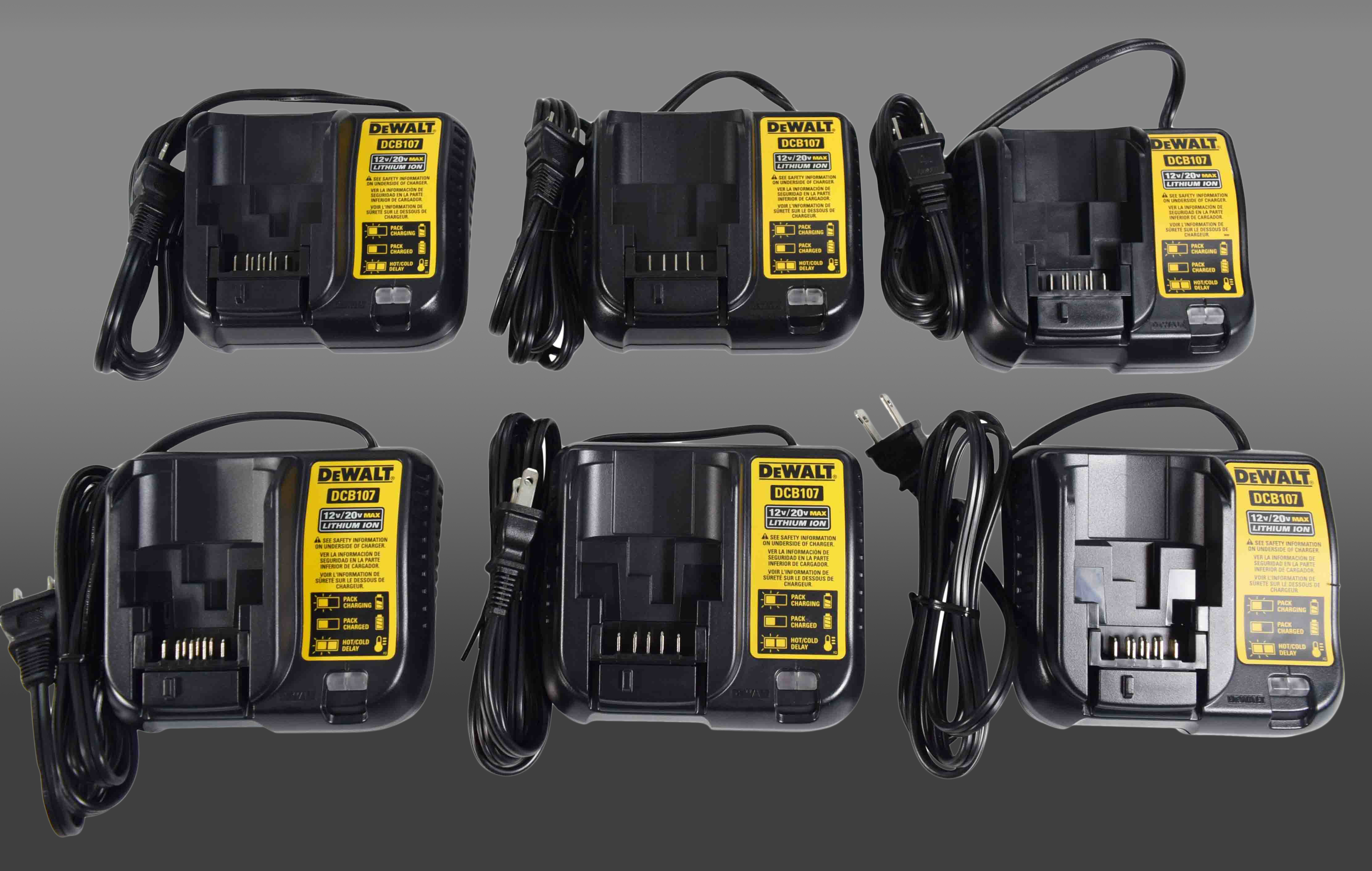 Dewalt Dcb107 Lithium Ion Battery Charger 12v / 20v - 6 Pack