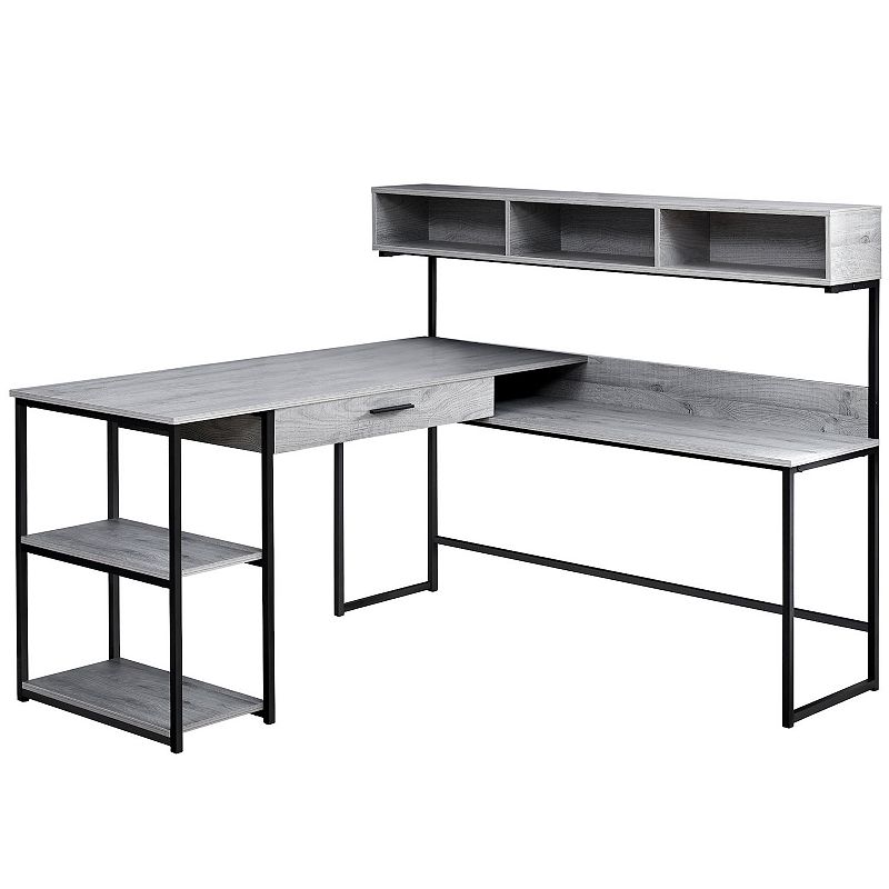 59 Gray and Black Contemporary L-Shaped Computer Desk