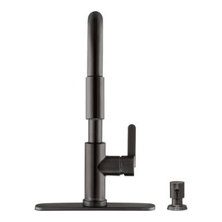 Glacier Bay Paulina Single-Handle Pull-Down Sprayer Kitchen Faucet with TurboSpray FastMount and Soap Dispenser in Black Stainless HD67780-104707F