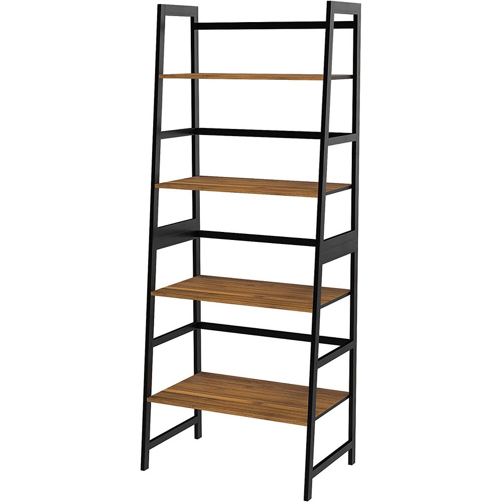 4 Tier Tall Bookshelf Open Ladder Shelf for Bedroom  Living Room  Office (Black)