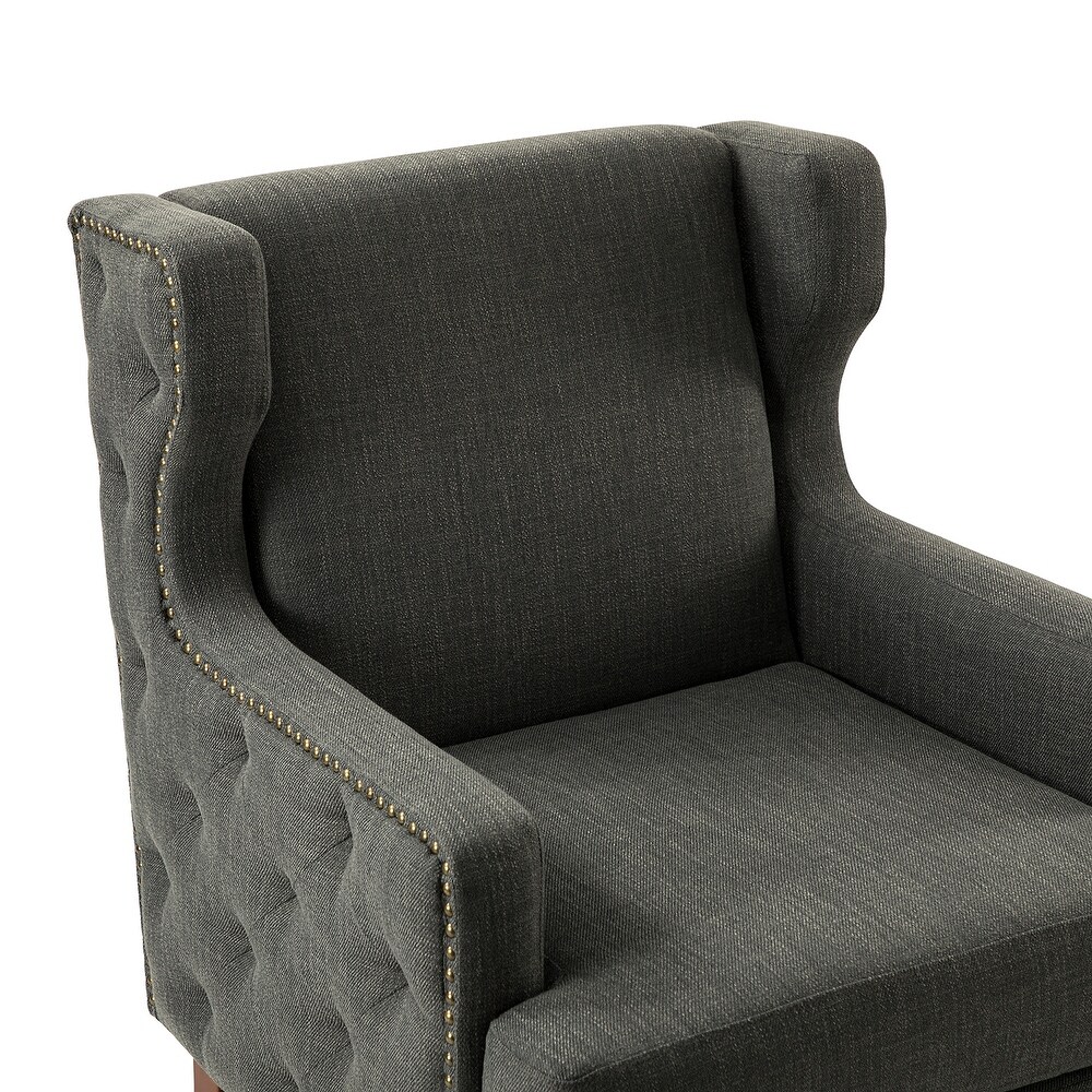 Gerald Classic Polyester Wingback Chair With Button Tufted Body Set Of 2 By HULALA HOME