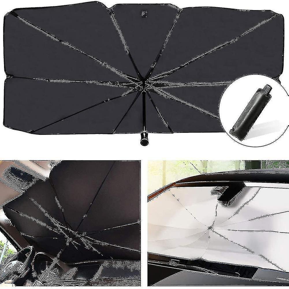 Car Sunshade Windshield Parasol， Titanium Silver Cloth Foldable Windshield Parasol High Quality