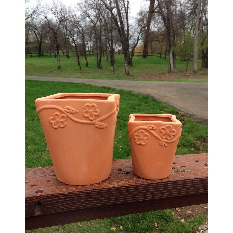 Set of 2 Different Size Terracotta Square Planter   4.25\