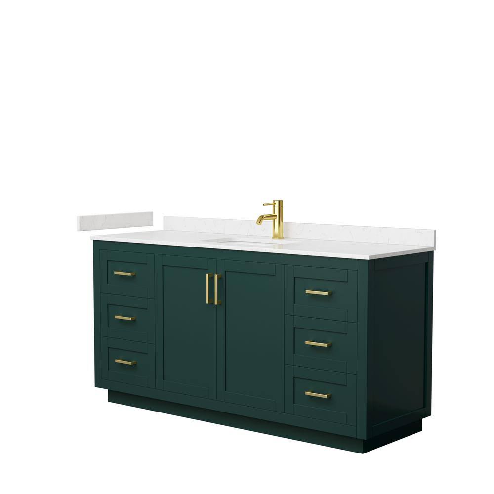 Wyndham Collection Miranda 66 in. W x 22 in. D x 33.75 in. H Single Bath Vanity in Green with Carrara Cultured Marble Top WCF292966SGDC2UNSMXX