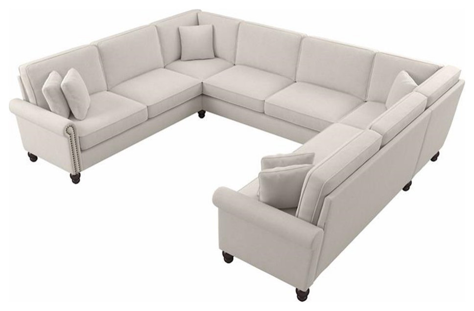 Coventry 125W U Shaped Sectional Couch in Dark Gray Microsuede   Sectional Sofas   by Homesquare  Houzz