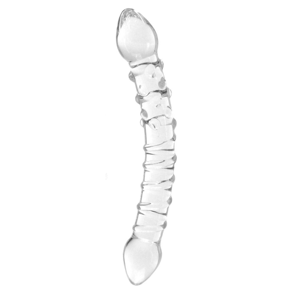 Double Trouble Ridged Glass Dildo