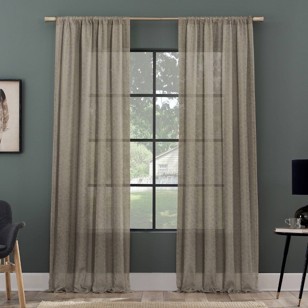 Subtle Foliage Recycled Fiber Sheer Curtain Panel Clean Window