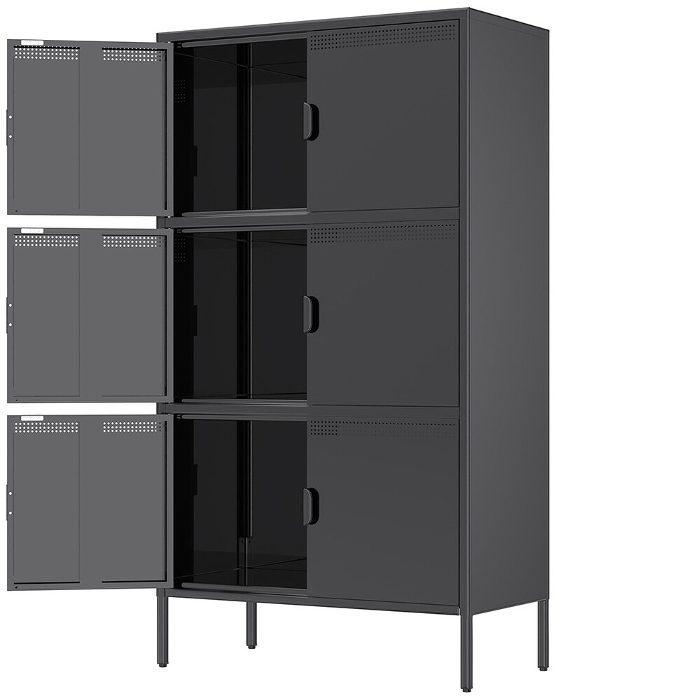 Metal Accent Storage Cabinet with 6 Doors and Adjustable Shelves