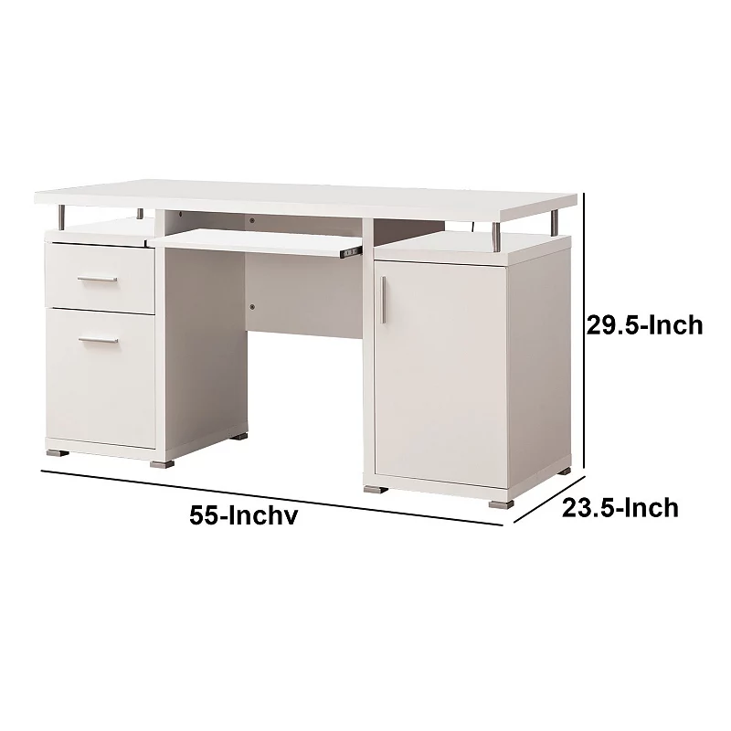 Elegant white Computer desk with efficient Storage