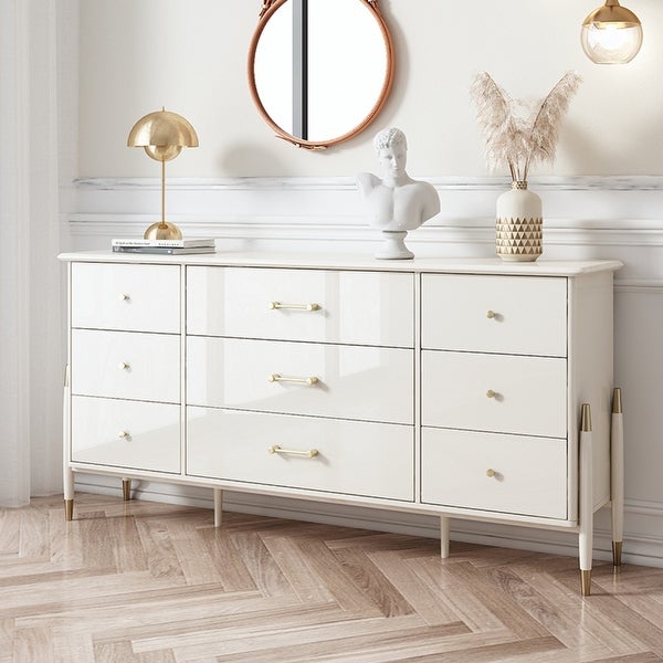 JASIWAY 59'' Wide 9 Drawer Sideboard， White