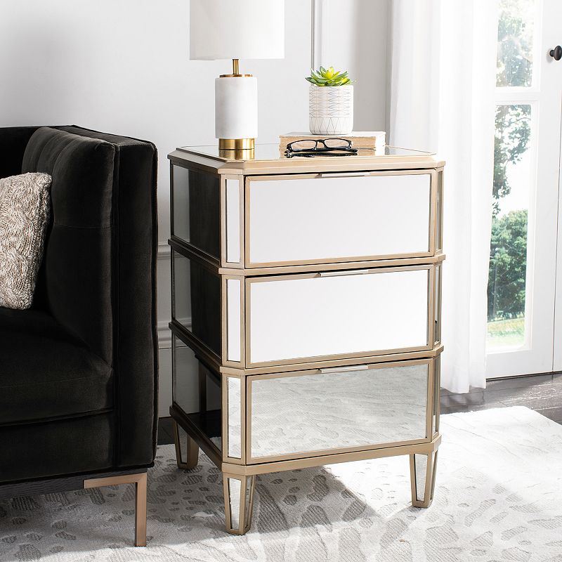 Safavieh Giana 3-Drawer Mirrored Nightstand