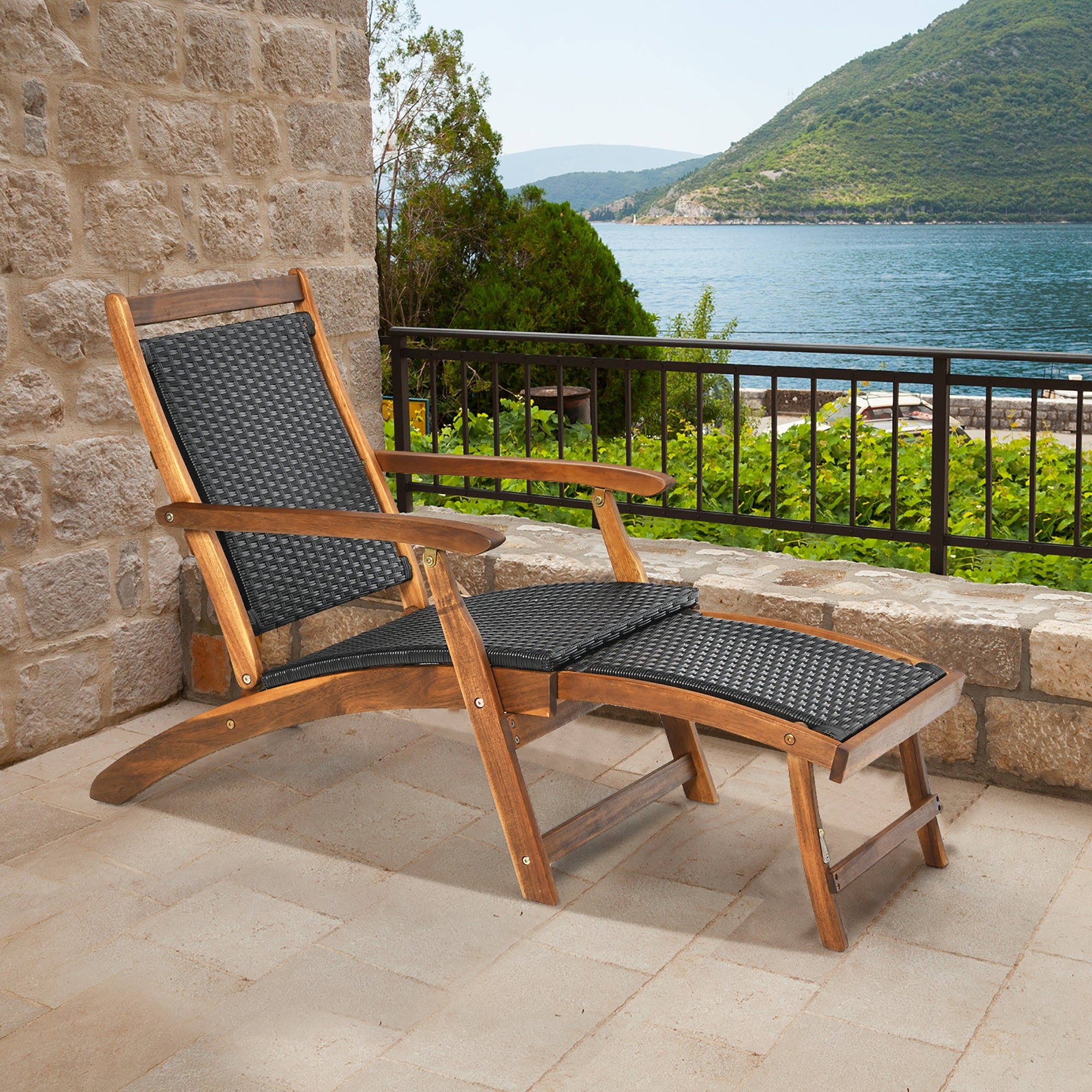 Wood Folding Chaise Lounge Chair Outdoor Foldable Chair - Overstock - 36732252