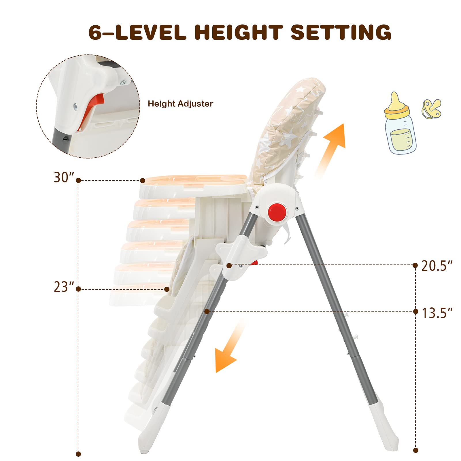 BABY JOY Folding High Chair for Babies & Toddlers, Infant Dining Chair w/ Removable Dishwasher Safe Tray