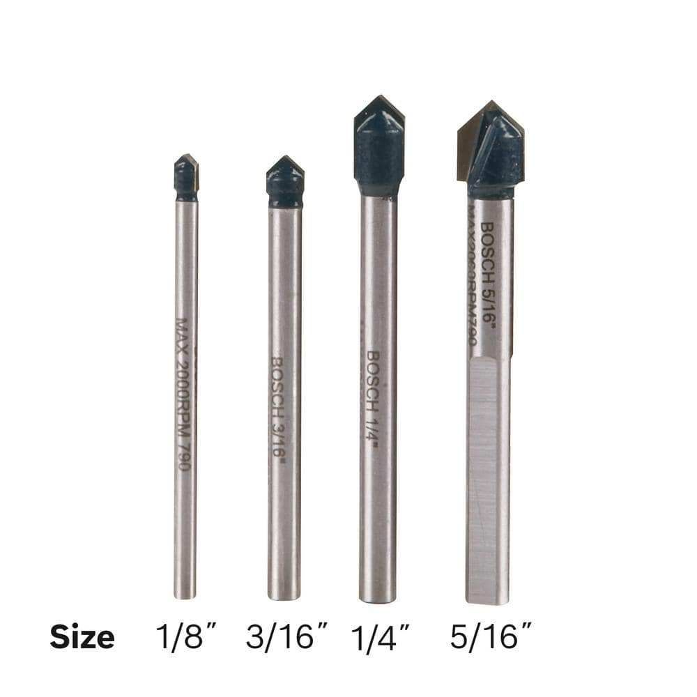 Bosch Glass and Tile Carbide Tipped Drill Bit Set (4-Piece) GT2000