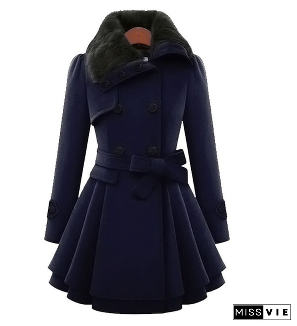 Winter Coat Women Wool & Blend Coat Women Jacket Winter Women Coat Warm  Lady Fur Collar Peacoat Winter Woolen Coat Jackets Plus Size 5XL