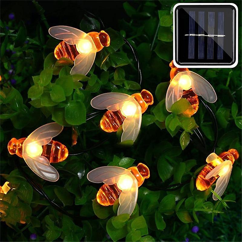 Waterproof Outdoor Cute Honey Bee Led Fairy String Lights Solar Bee Light  Christmas Garland Lights For Garden Fence Patio