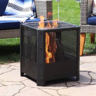 Sunnydaze Decor Grelha 16 in. Square Outdoor Steel Fire Pit with Grilling Grate RCM-880