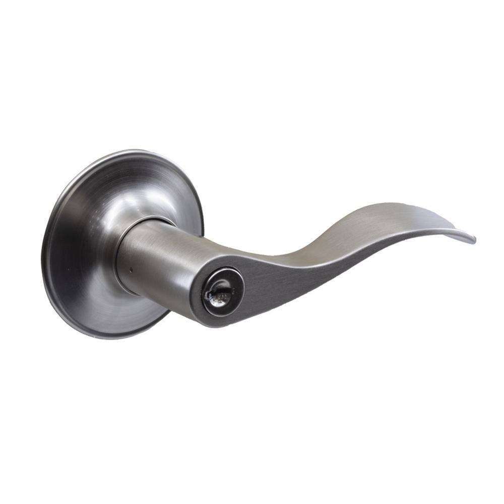 DELANEY HARDWARE 5-Bennett Satin Nickel Entry Door Handles and 5-Satin Nickel Single Cylinder Deadbolt All Keyed Alike BN3001R-PP
