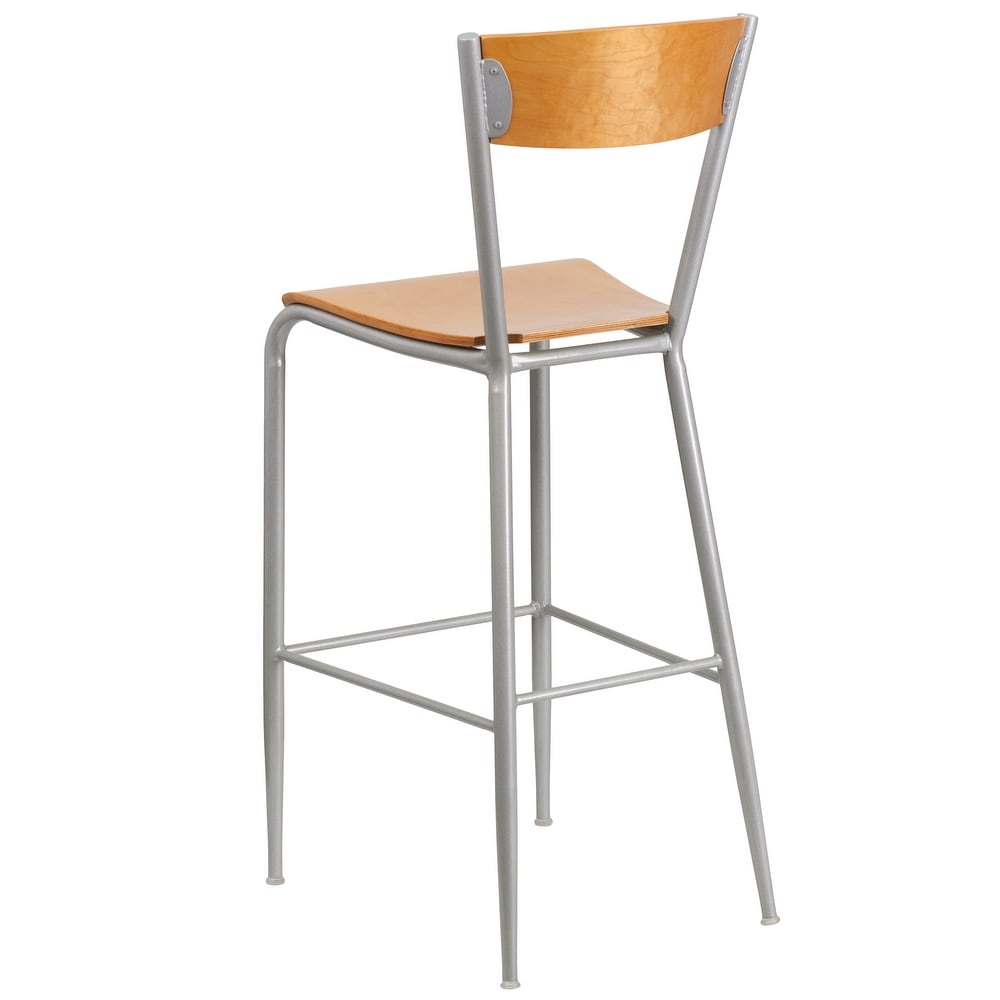 Metal Restaurant Barstool   Wood Back   Seat   16.5\