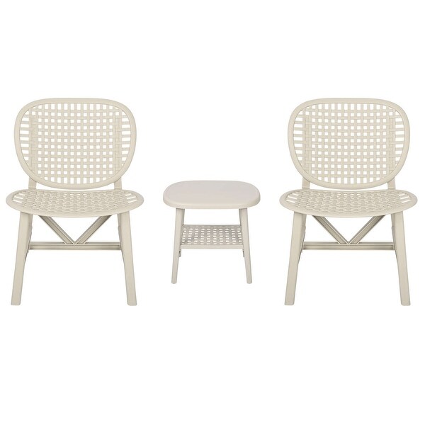 3 Pieces Hollow Design Retro Patio Table Chair Set All Weather Conversation Bistro Set Outdoor