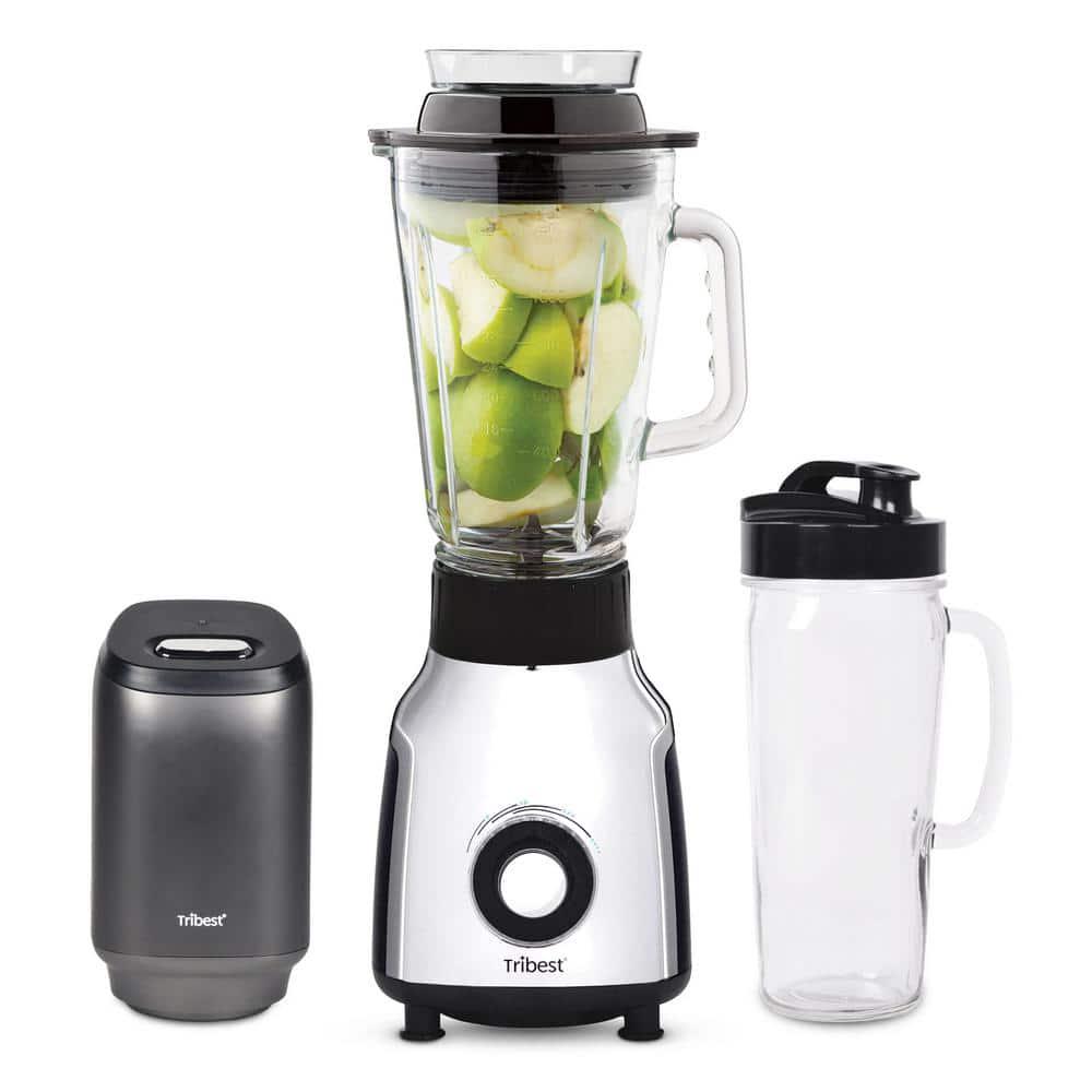 Tribest Glass 42 oz 4Speed Chrome Personal Blender with Vacuum