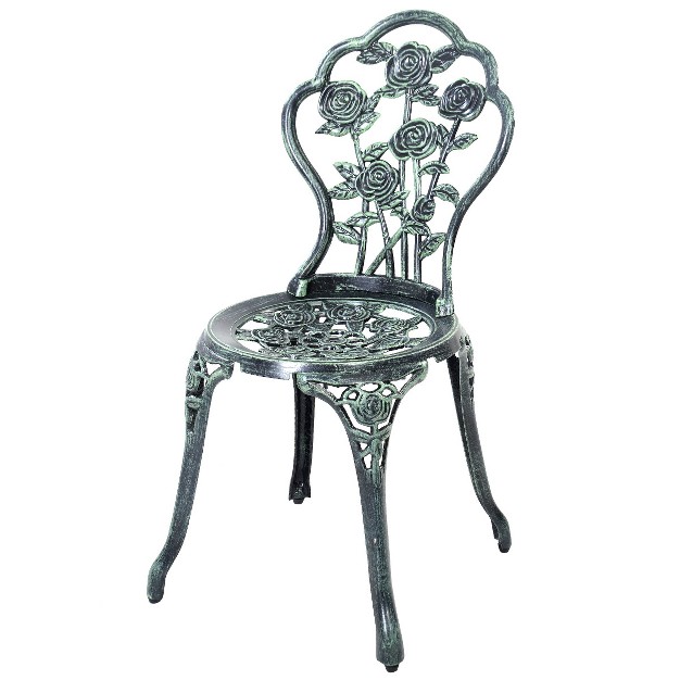 Costway Patio Furniture Cast Aluminum Rose Design Bistro Set Antique Green green