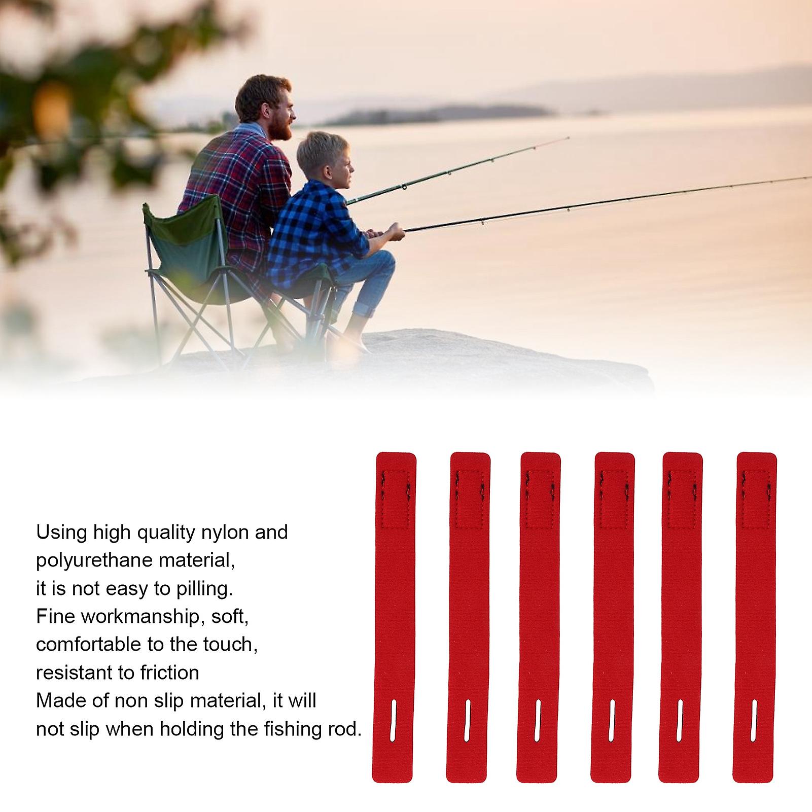 10pcs Fishing Rod Straps， Stretchy Fishing Tackle Ties Cable Fishing Pole Belt With Guide Ring Slot For Winding[red]