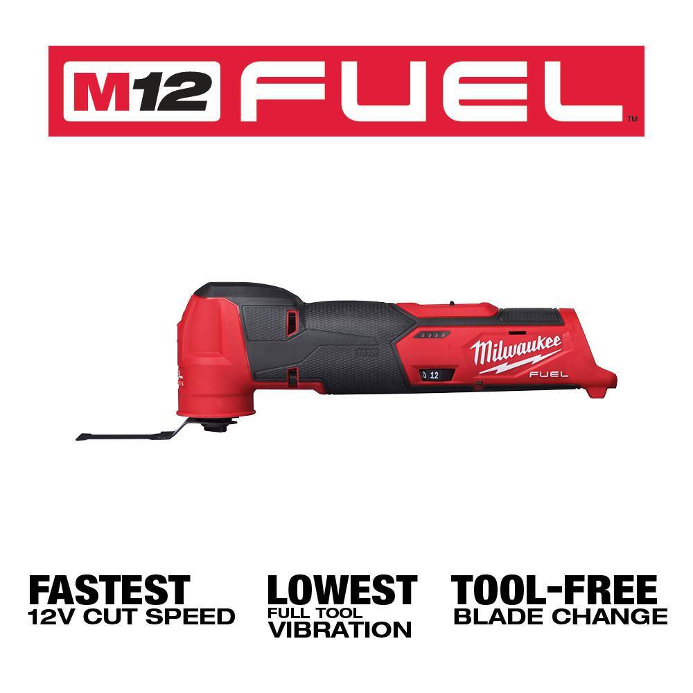 MW M12 FUEL 12V Lithium-Ion Cordless Oscillating Multi-Tool and Impact Driver with Two 3.0 Ah Batteries 2526-20-2551-20-48-11-2412