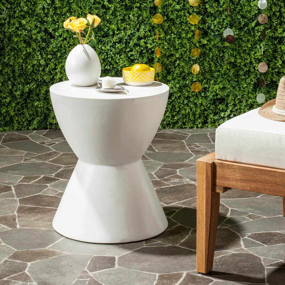 SAFAVIEH Athena Ivory Round Stone IndoorOutdoor Accent Table