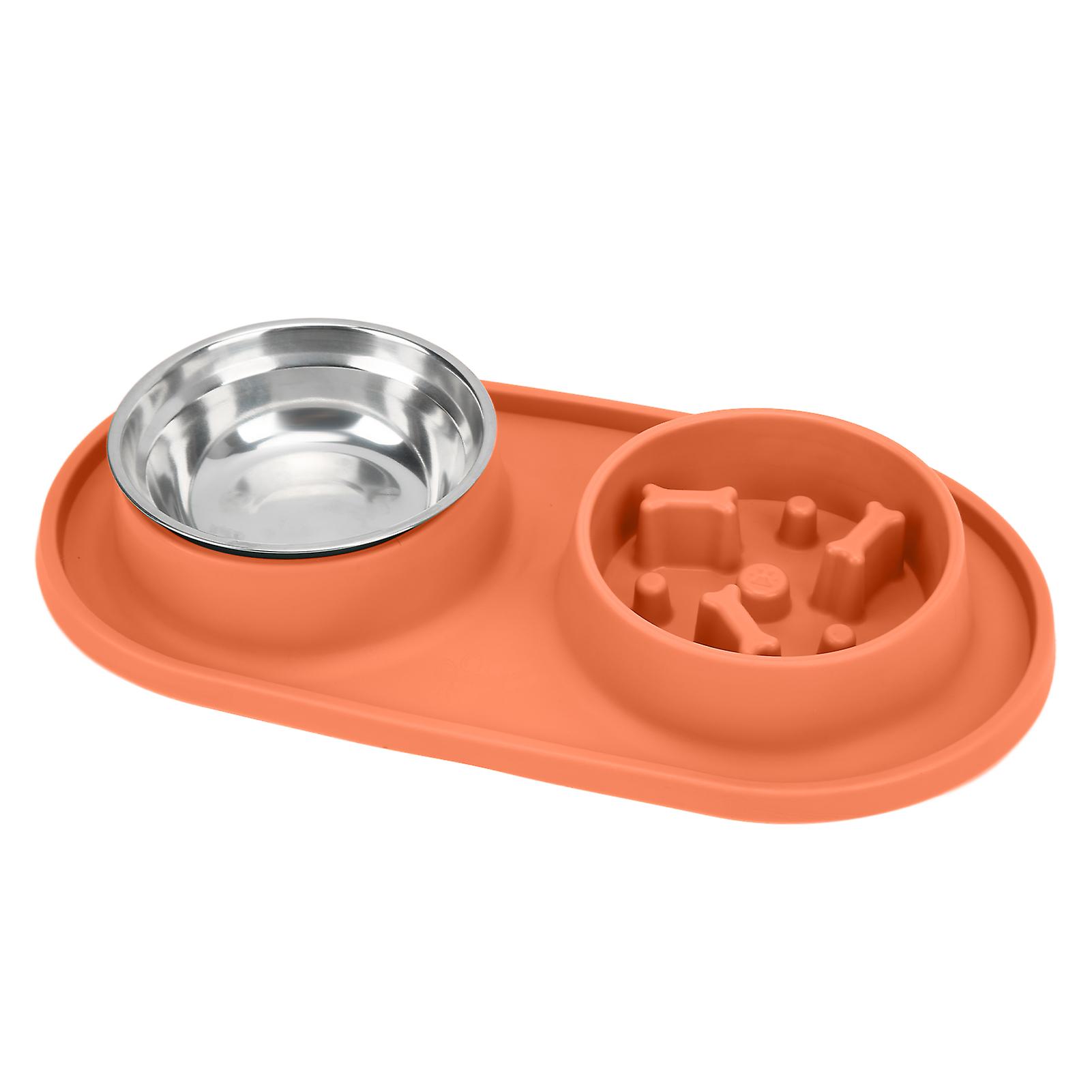 Pet Food And Water Bowls Anti Skid And Removable Double Pet Bowls For Dogs And Catsorange