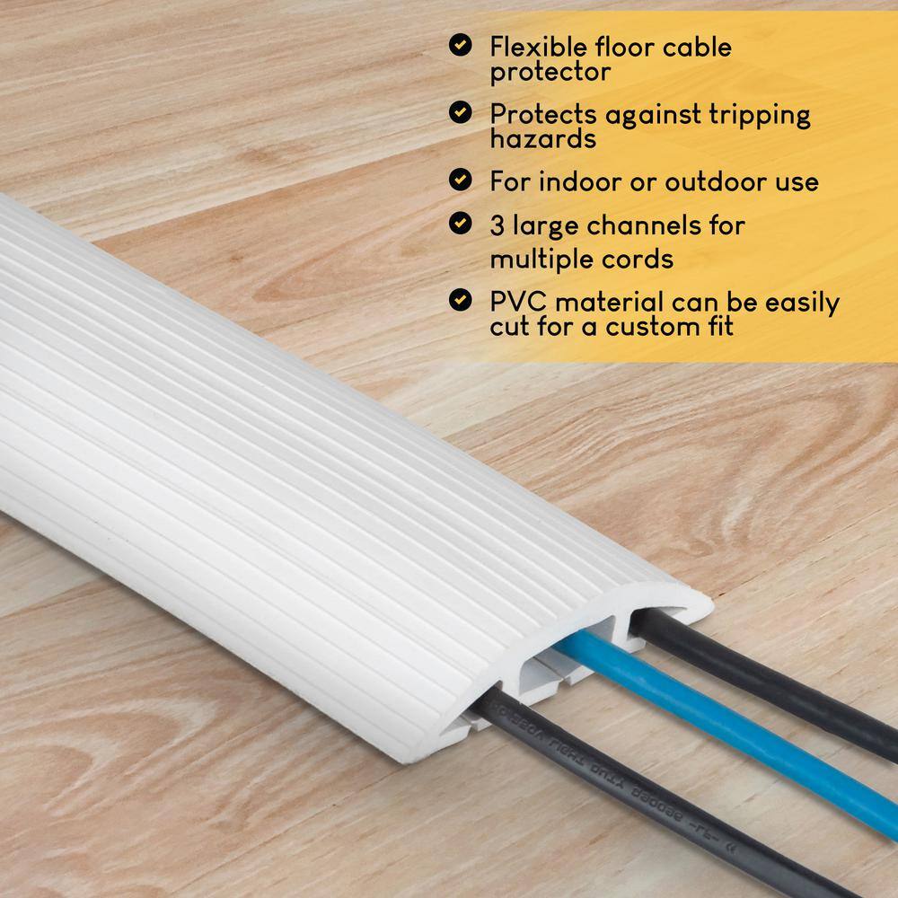 Stalwart 4 ft. 3-Channel Floor Cord Protector in White NNGSR105