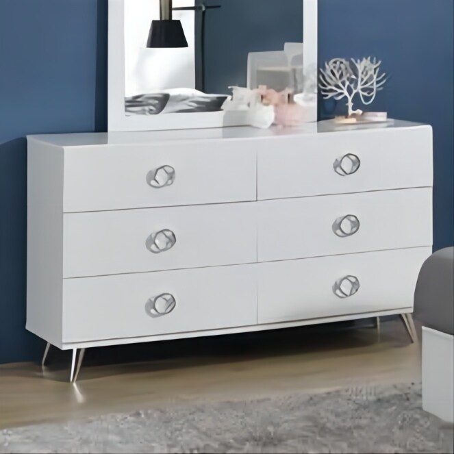 Modern White 6 Drawer Dresser  Versatile Storage Solution