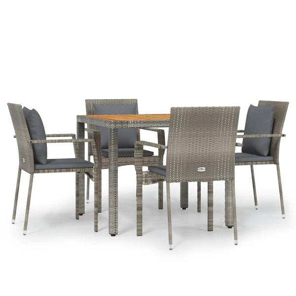 vidaXL 3 Piece Patio Dining Set with Cushions Black Poly Rattan