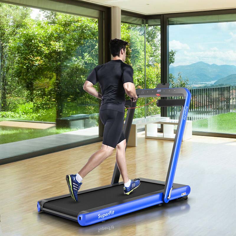 2 in 1 4.75HP Folding Treadmill, Under Desk Electric Treadmill, Portable Running Machine with APP Control, LED Touch Screen, Bluetooth Speaker