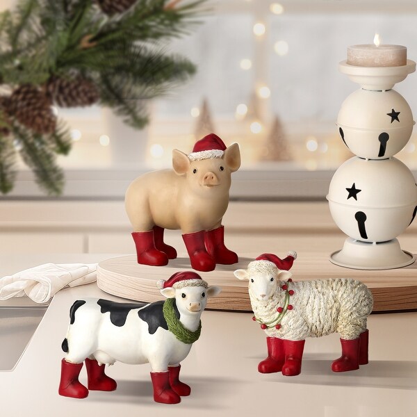 67 Resin Xmas Barnyard Animal Set of 3